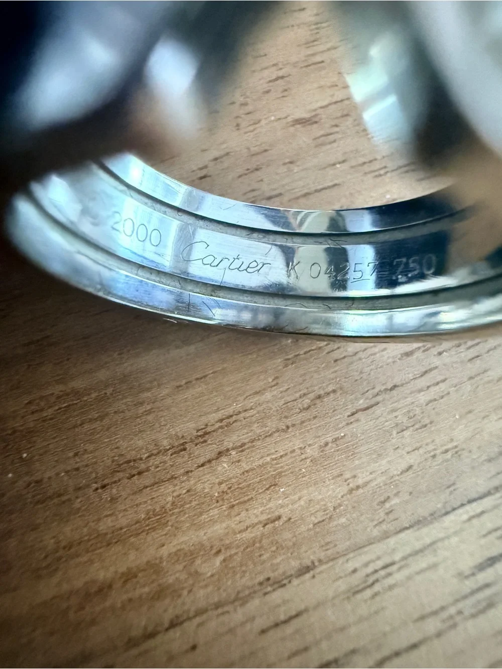 Cartier Vintage C de Cartier 18k White Gold Ring size 50